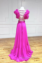 A-Line Backless Long Prom Dresses, Red Long Evening Dresses